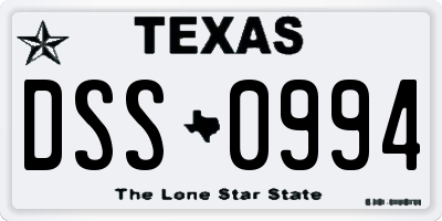 TX license plate DSS0994