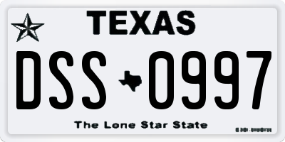 TX license plate DSS0997
