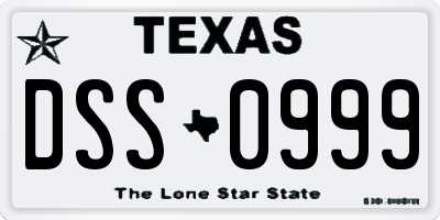 TX license plate DSS0999