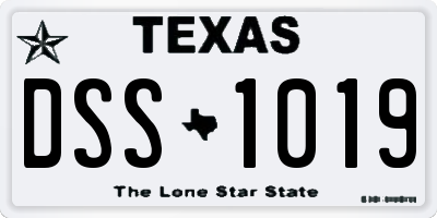 TX license plate DSS1019