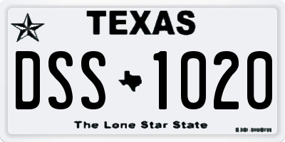 TX license plate DSS1020