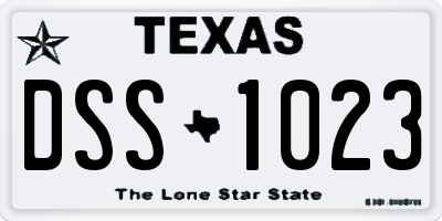 TX license plate DSS1023
