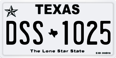 TX license plate DSS1025