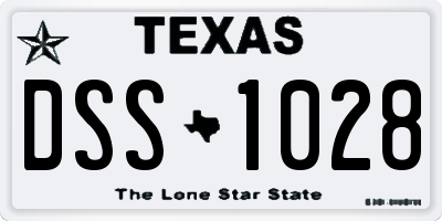 TX license plate DSS1028