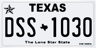 TX license plate DSS1030