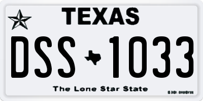 TX license plate DSS1033