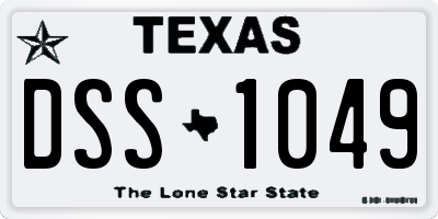 TX license plate DSS1049