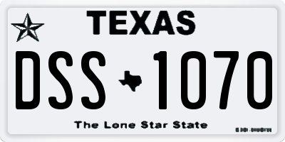TX license plate DSS1070