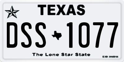 TX license plate DSS1077