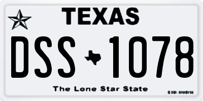 TX license plate DSS1078
