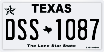 TX license plate DSS1087