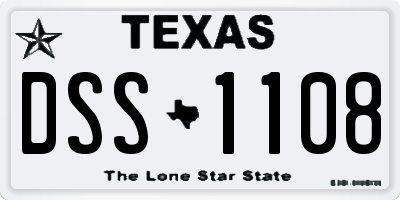 TX license plate DSS1108
