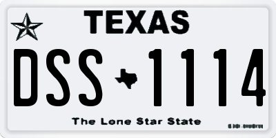 TX license plate DSS1114