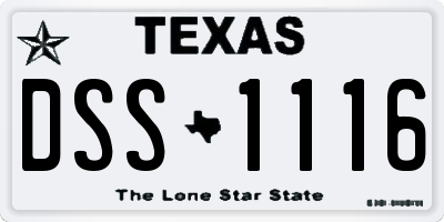 TX license plate DSS1116