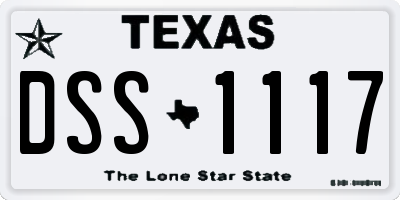 TX license plate DSS1117