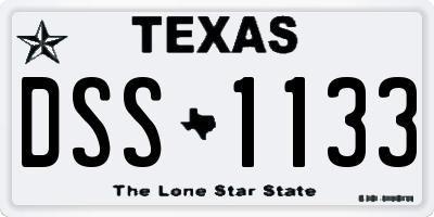 TX license plate DSS1133