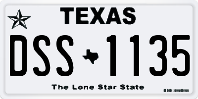 TX license plate DSS1135