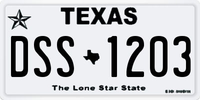 TX license plate DSS1203