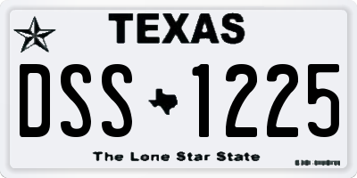 TX license plate DSS1225