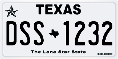 TX license plate DSS1232