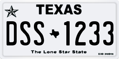 TX license plate DSS1233