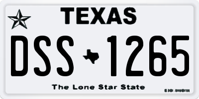 TX license plate DSS1265