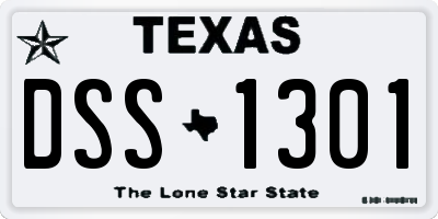 TX license plate DSS1301