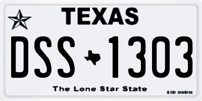 TX license plate DSS1303