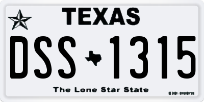 TX license plate DSS1315