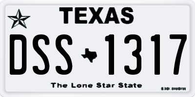 TX license plate DSS1317