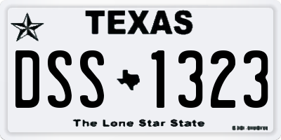 TX license plate DSS1323