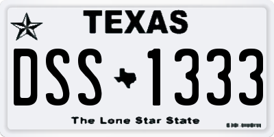 TX license plate DSS1333