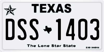 TX license plate DSS1403