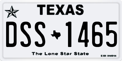 TX license plate DSS1465