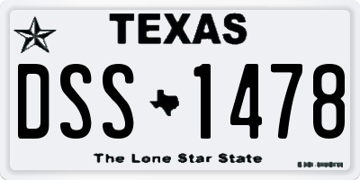 TX license plate DSS1478