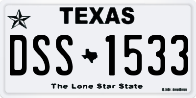 TX license plate DSS1533