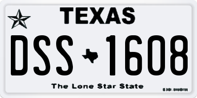 TX license plate DSS1608