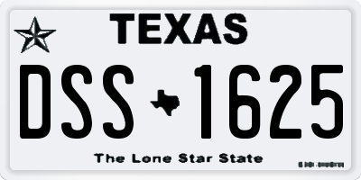 TX license plate DSS1625