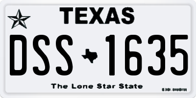 TX license plate DSS1635