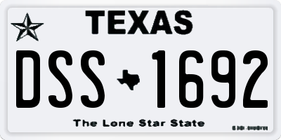 TX license plate DSS1692