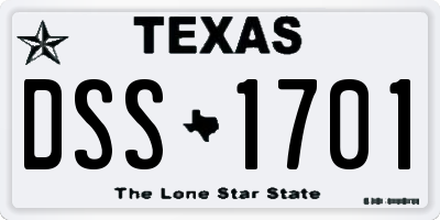 TX license plate DSS1701