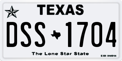 TX license plate DSS1704