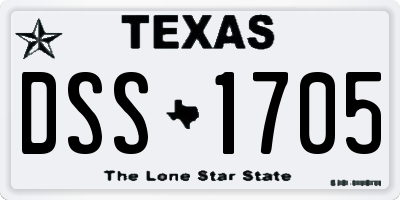 TX license plate DSS1705