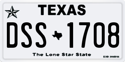 TX license plate DSS1708