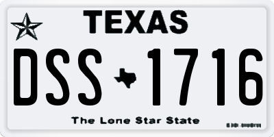 TX license plate DSS1716
