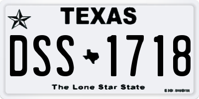 TX license plate DSS1718