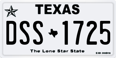 TX license plate DSS1725