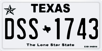 TX license plate DSS1743