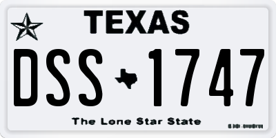 TX license plate DSS1747