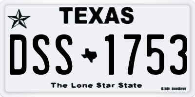 TX license plate DSS1753